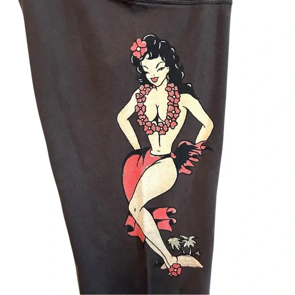 Lucky brand sweatpants M-XL vintage Hawaiian pinup girl graphic tattoo indie